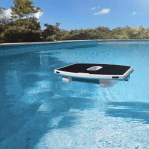 Floating platform in a swimming pool.